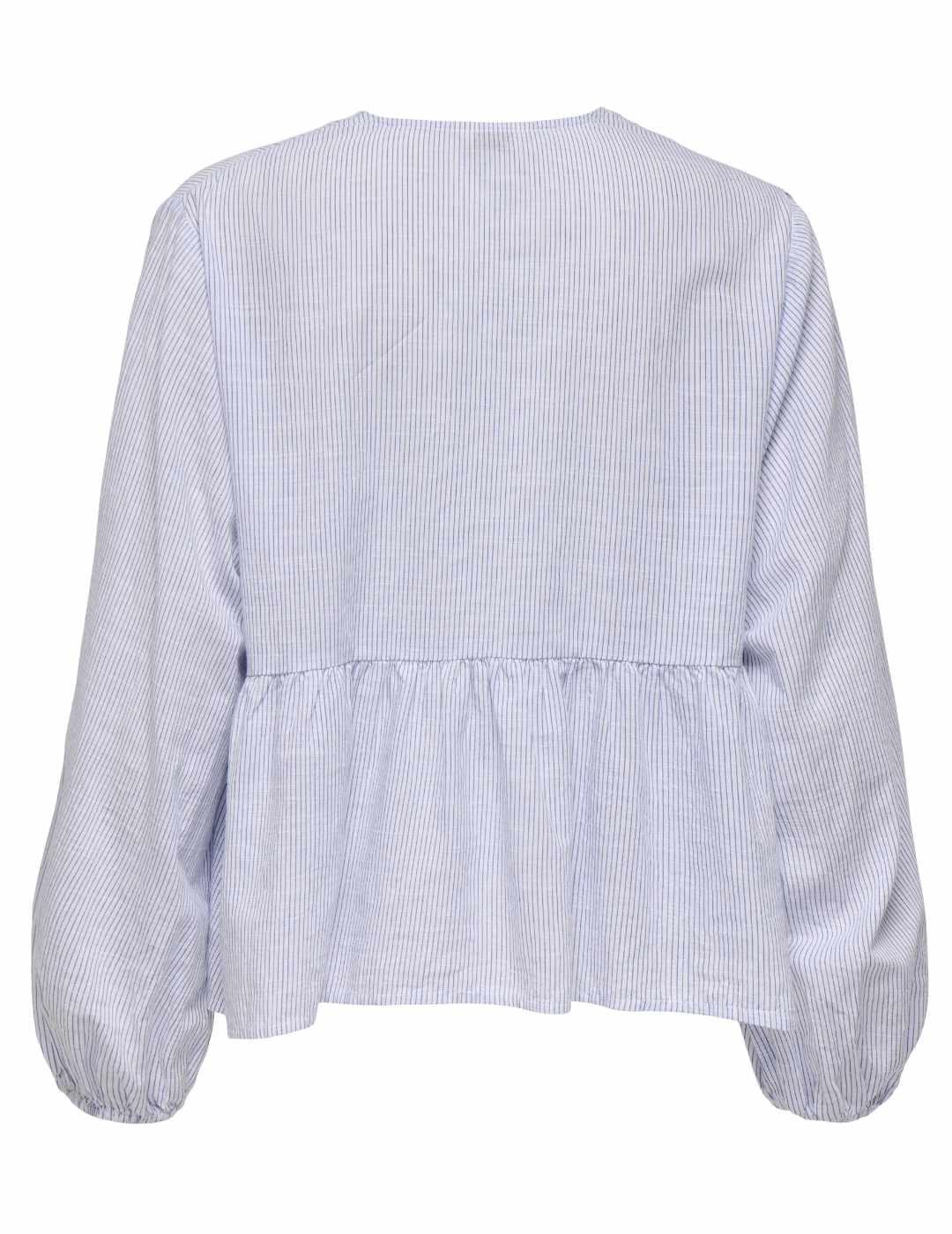 Blusa Only Salerno escote V blanca rayas azules para mujer