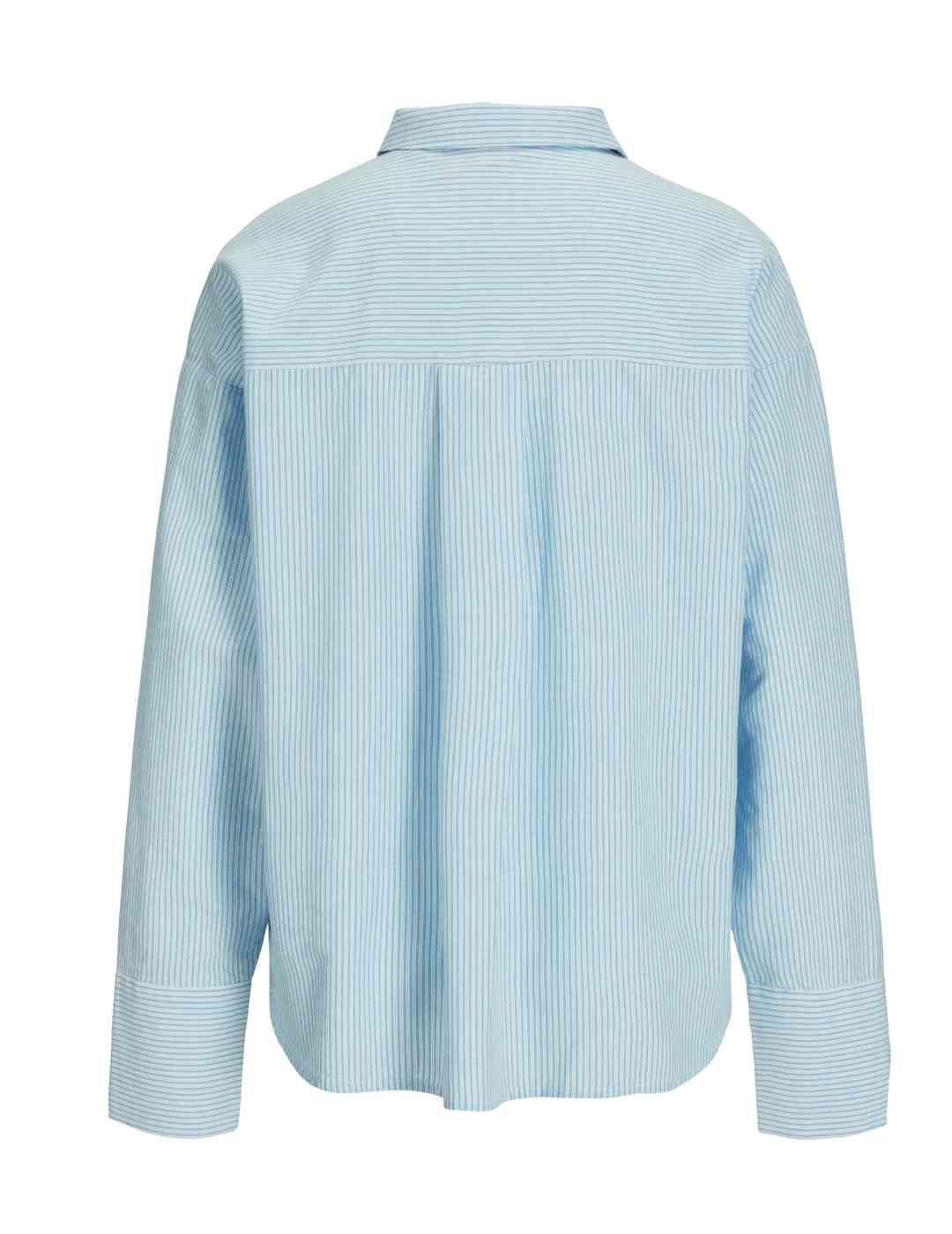 Camisa JJXX Siva blanca rayas azul claro oversize para mujer