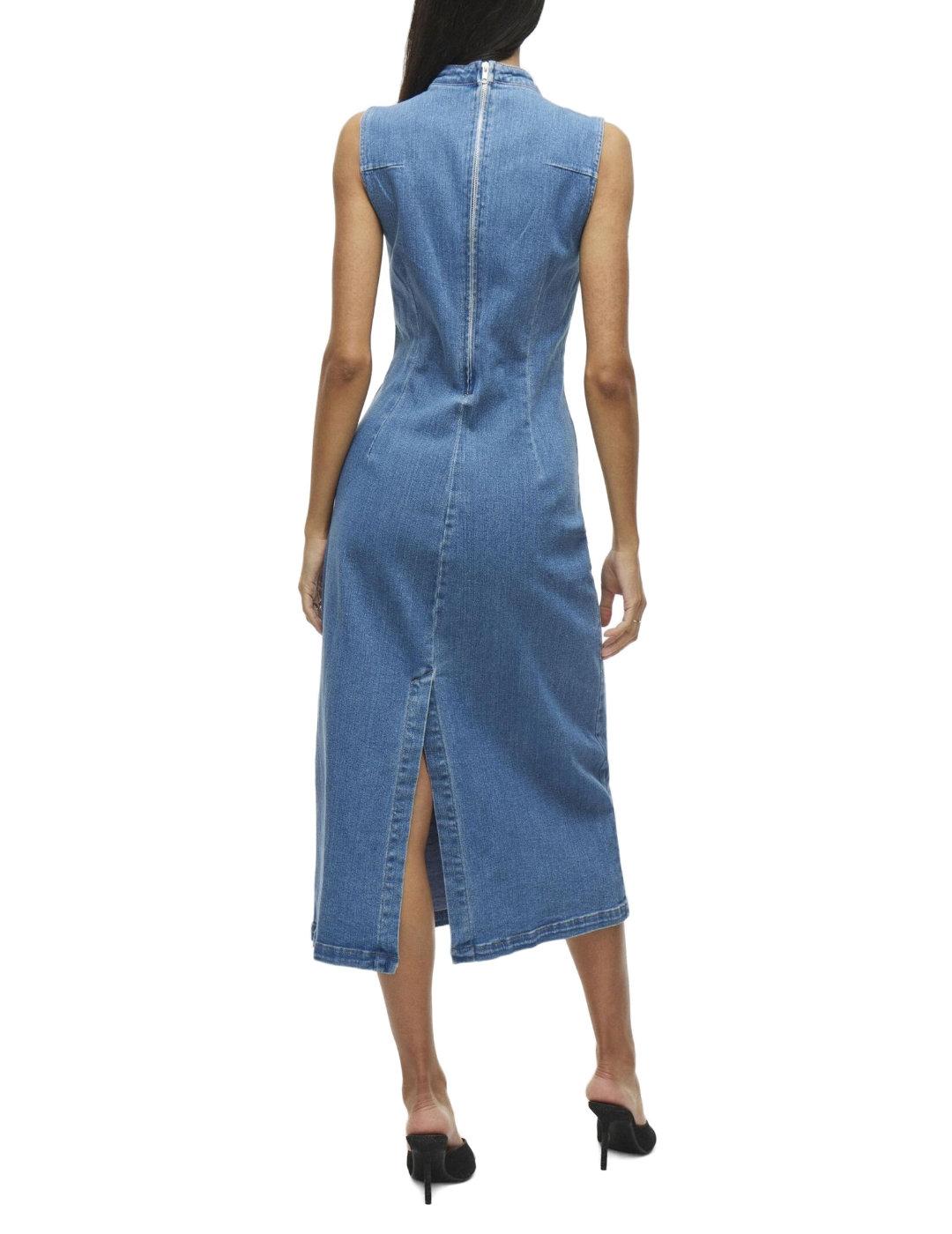 Vestido Vila Winona denim midi azulón regular para mujer