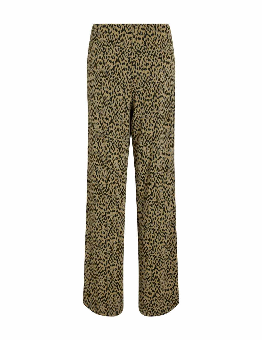 Pantalón Vila Nerea beige con estampado negro para mujer