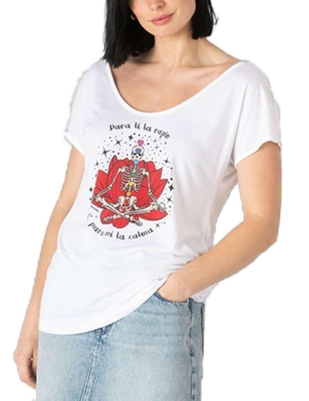 Camiseta Animosa Chakras Esqueleto blanca manga corta mujer