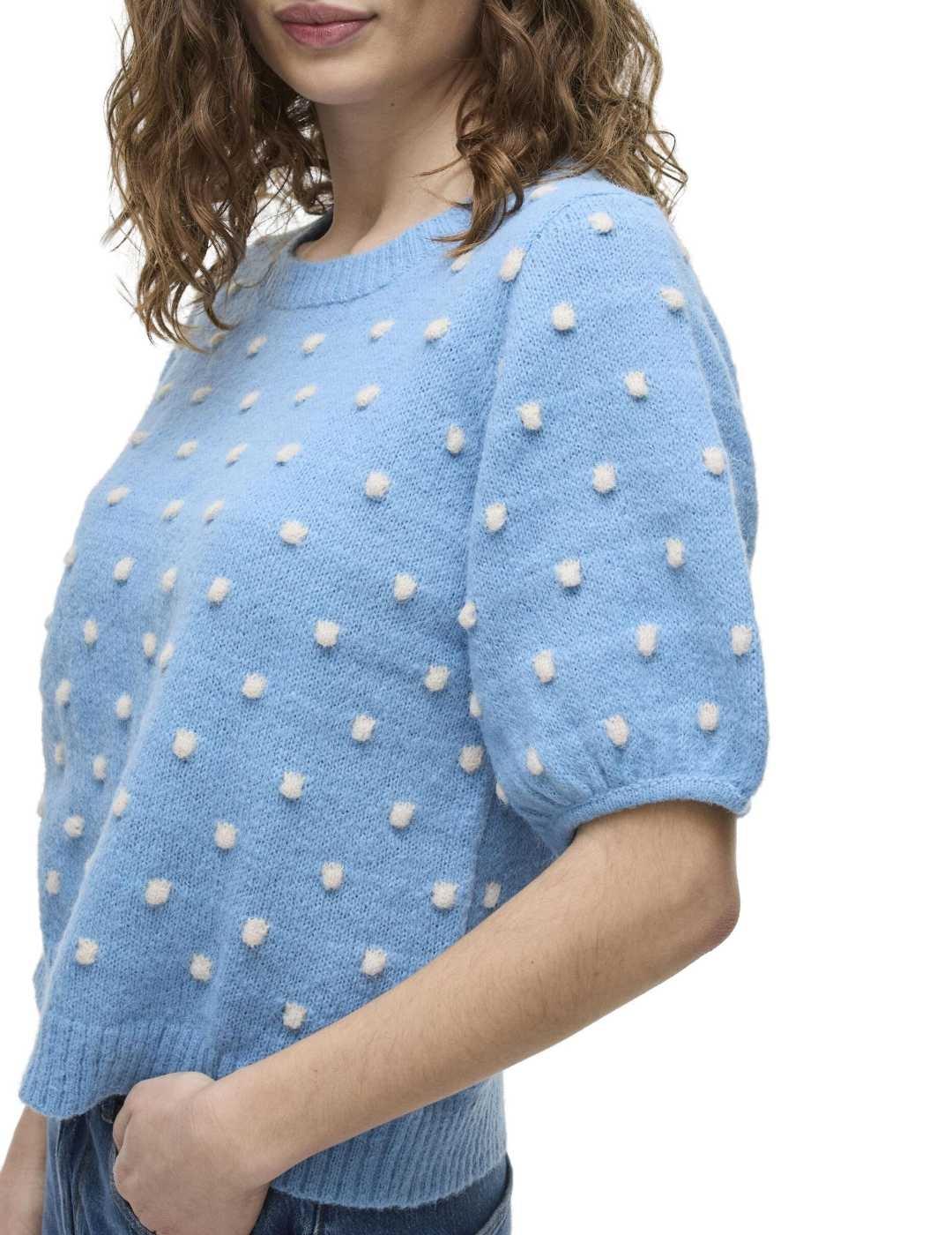 Camiseta Vila Dottie punto azul de punto con topos mujer