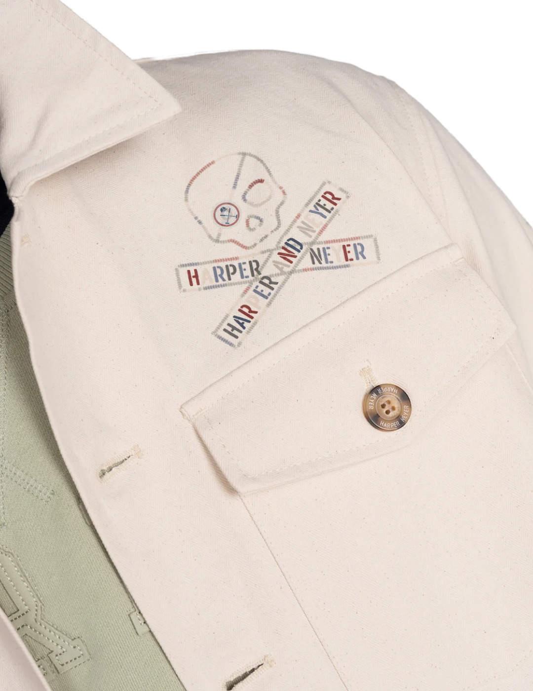 Sobrecamisa Harper&Neyer Skull beige logo para hombre