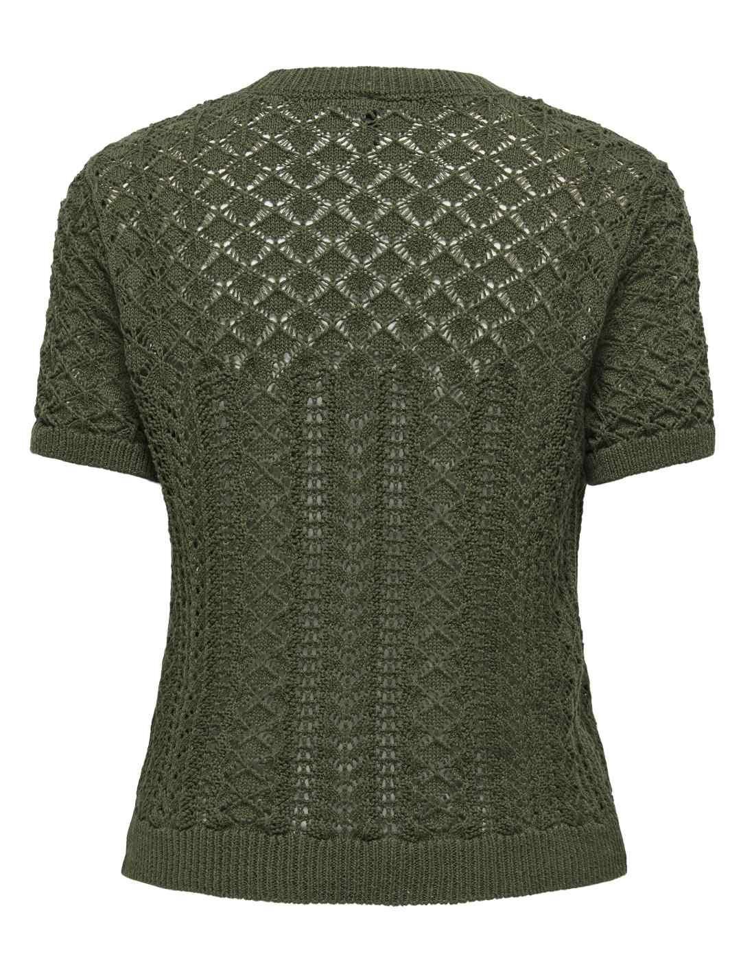 Camiseta Only Saga verde manga corta de punto para mujer