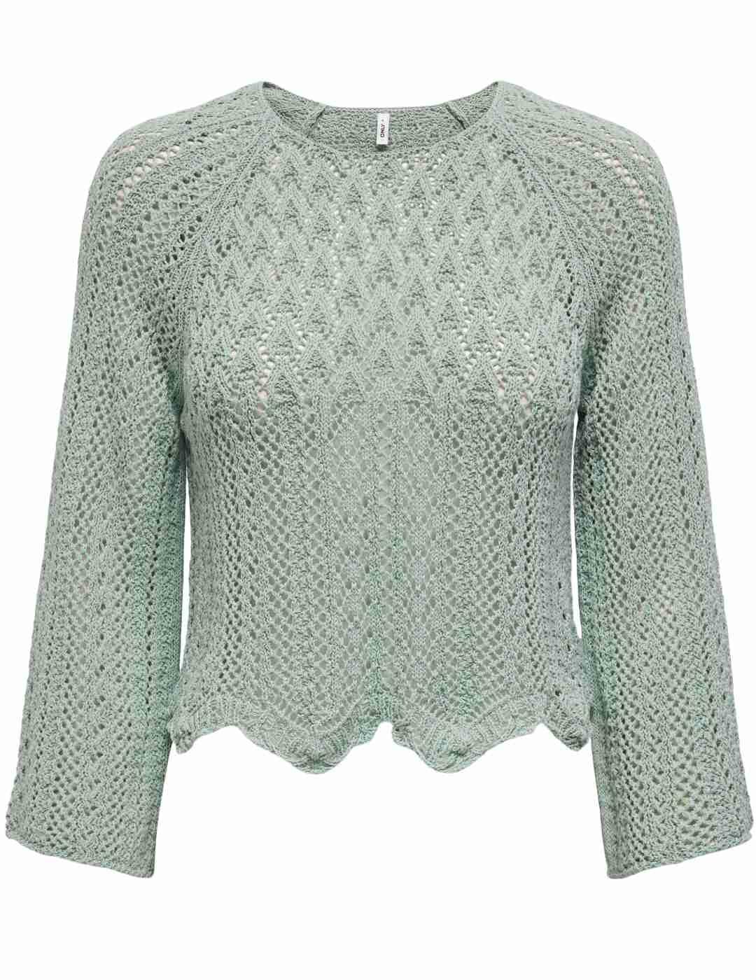 Jersey Only Nola calado verde claro de crochet para mujer