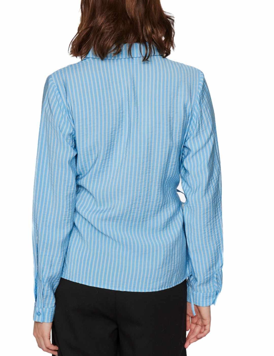 Camisa Vila Sogma azul de rayas lazos laterales mujer