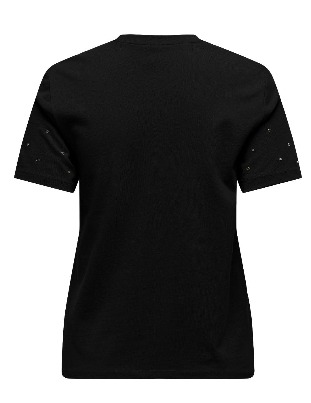 Camiseta Only Globe negra brillos manga corta para mujer