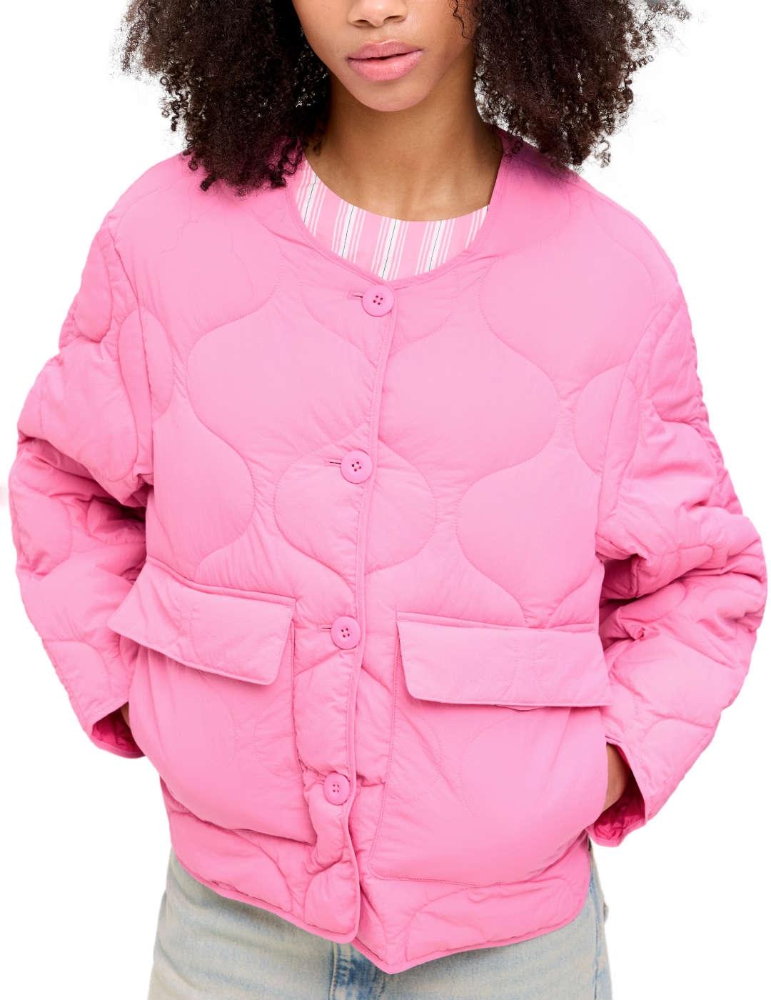 Chaqueta JJXX Hope rosa chicle sin capucha para mujer