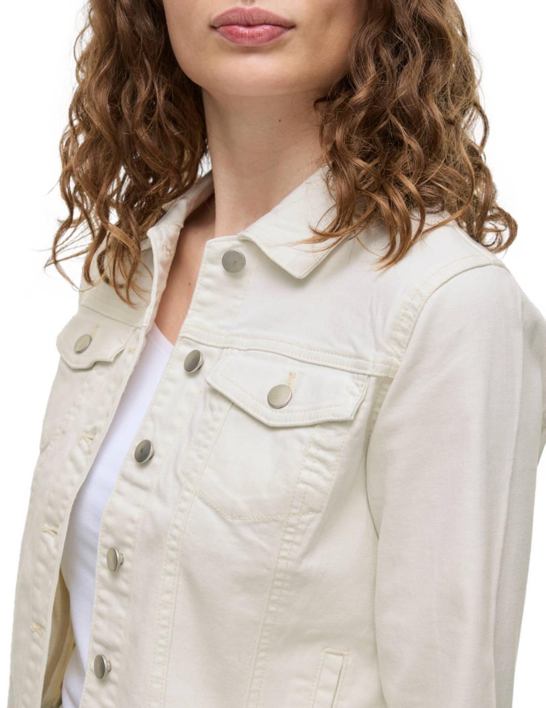 Chaqueta vaquera Vila Show blanca regular para mujer