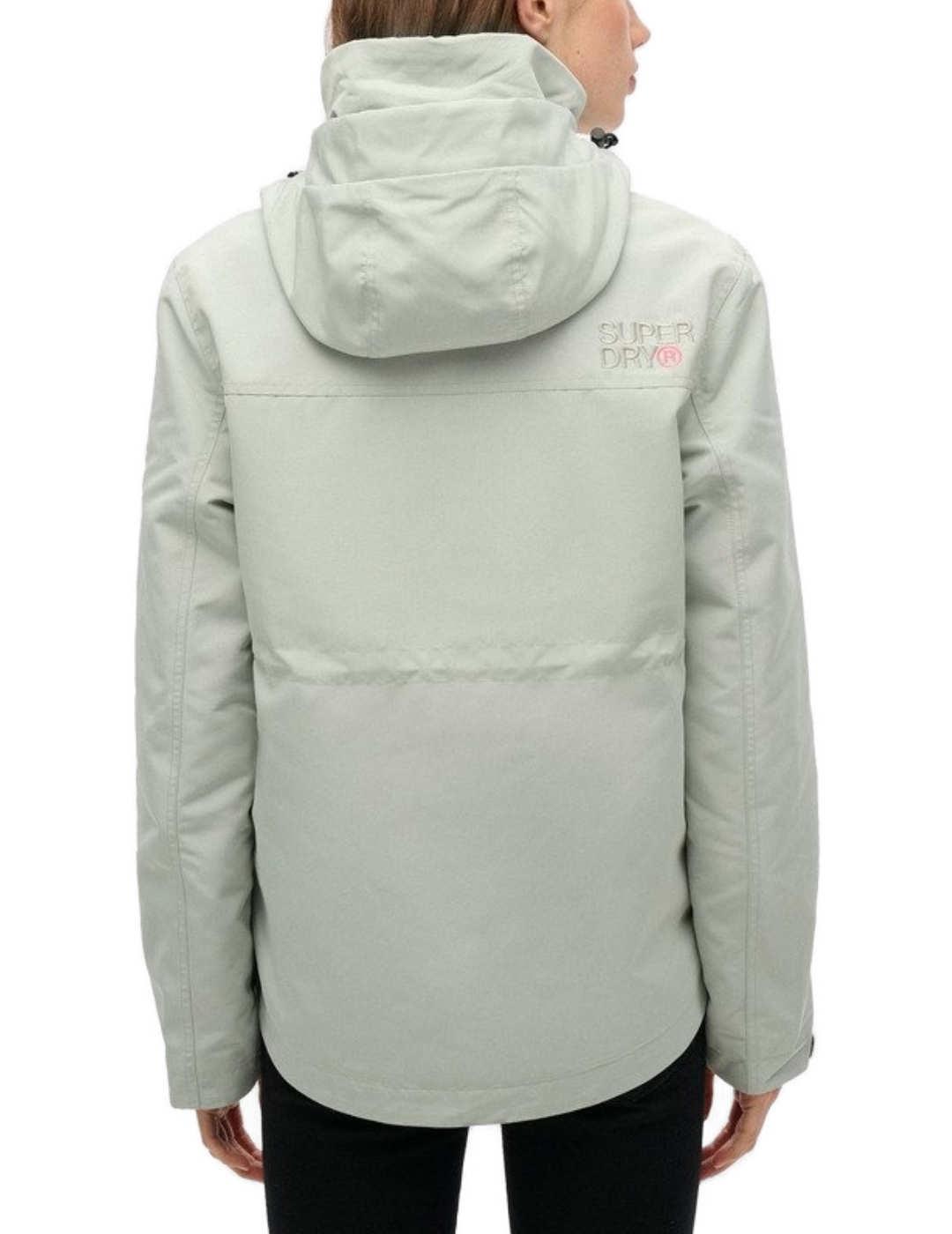 Chaqueta Superdry Ultimate gris claro con capucha para mujer