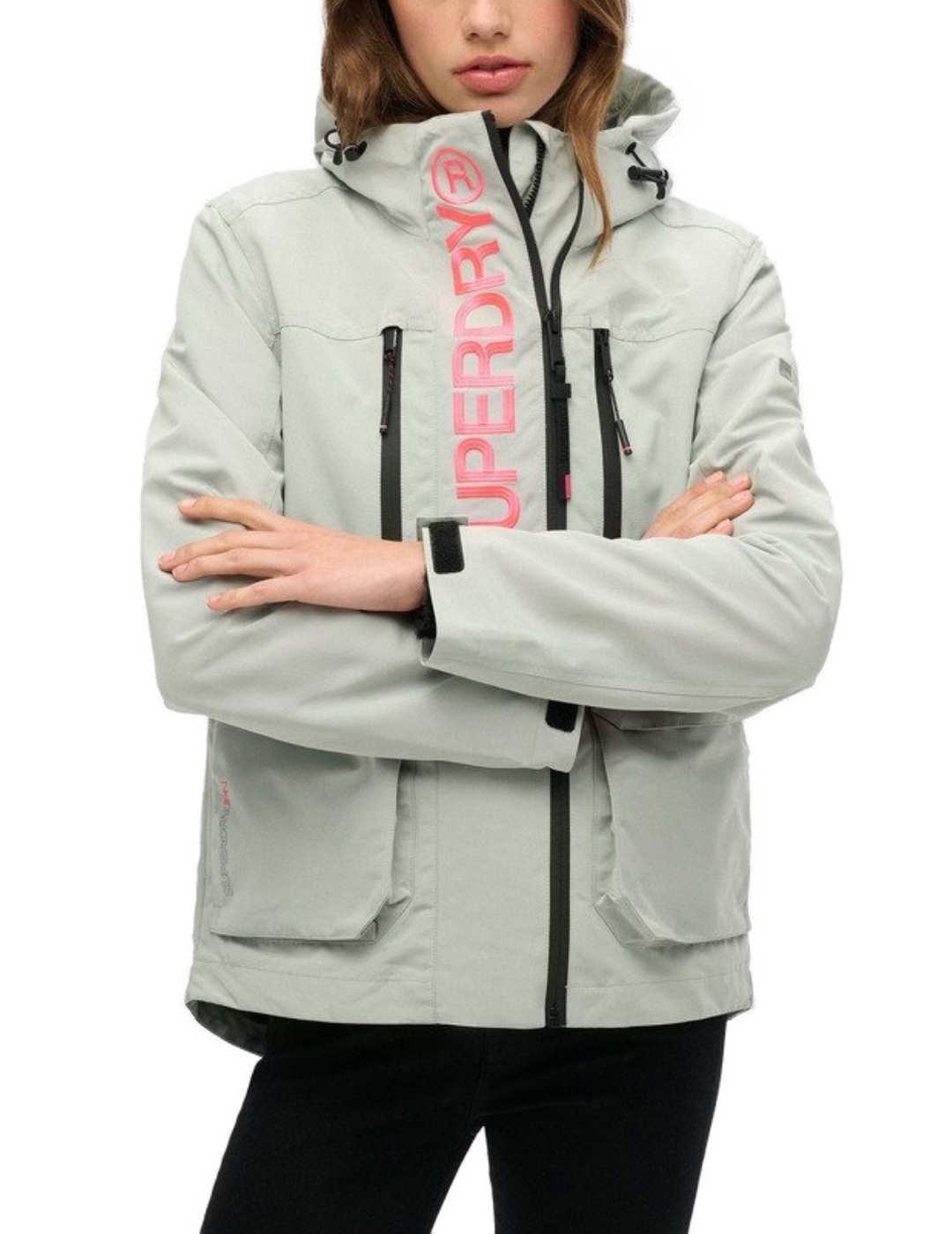 Chaqueta Superdry Ultimate gris claro con capucha para mujer