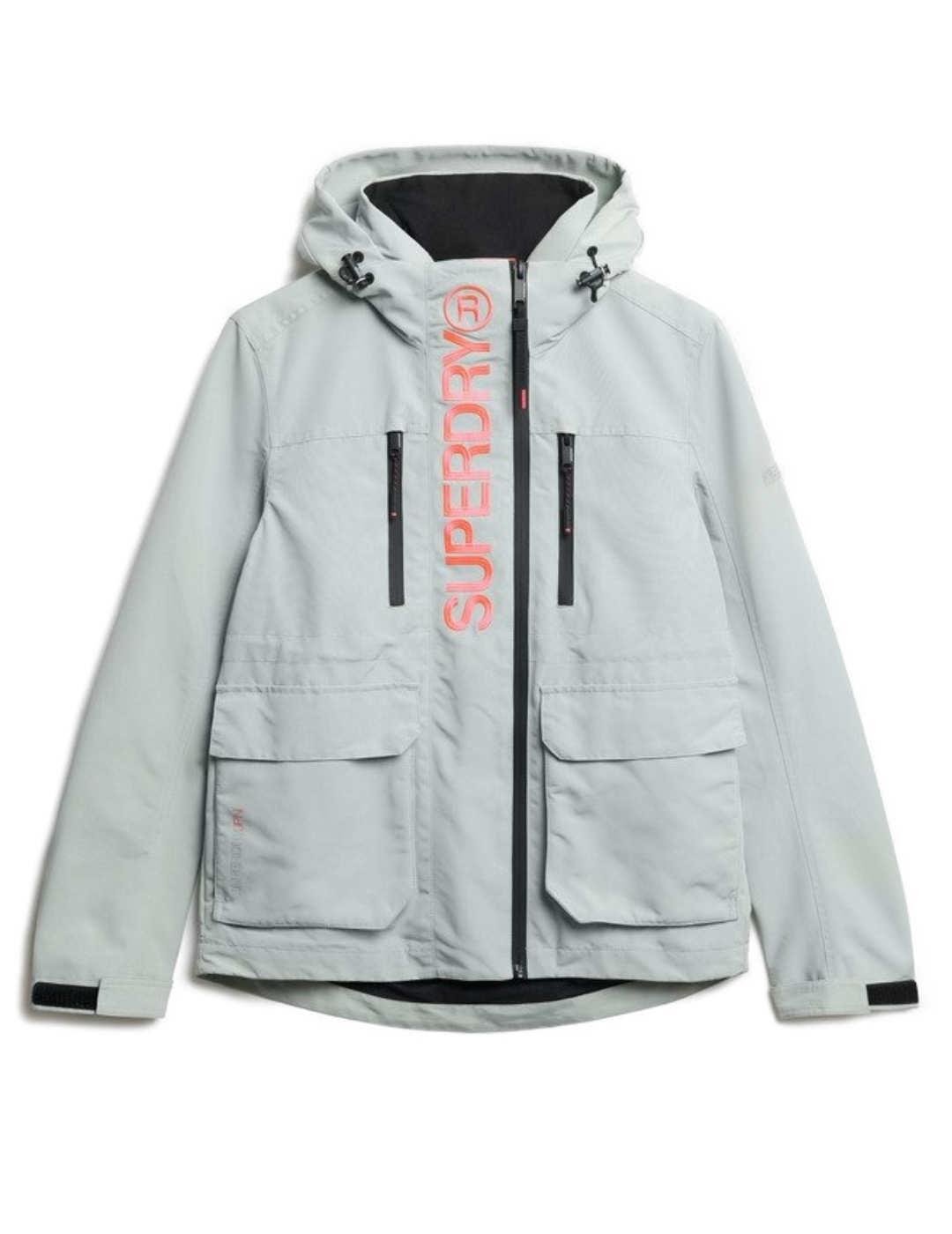 Chaqueta Superdry Ultimate gris claro con capucha para mujer