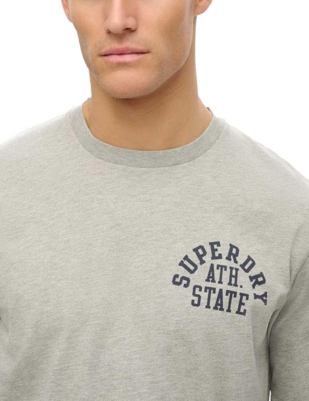 Camiseta Superdry manga larga gris claro regular para hombre