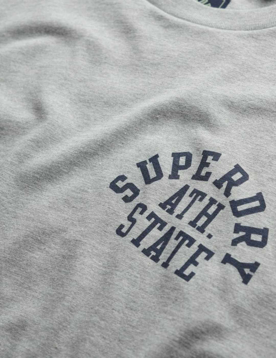 Camiseta Superdry manga larga gris claro regular para hombre