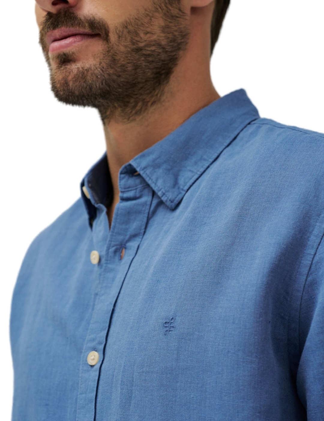 Camisa Salsa manga larga azul denim regular para hombre