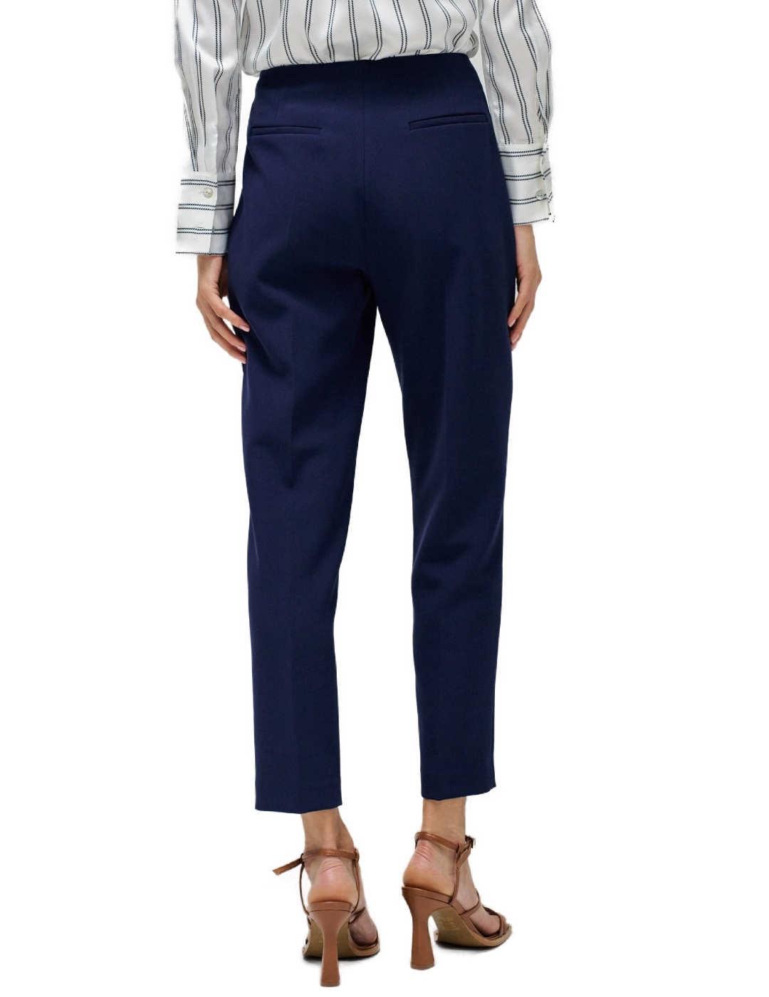 Pantalón Salsa chino azul marino cropped tiro alto de mujer