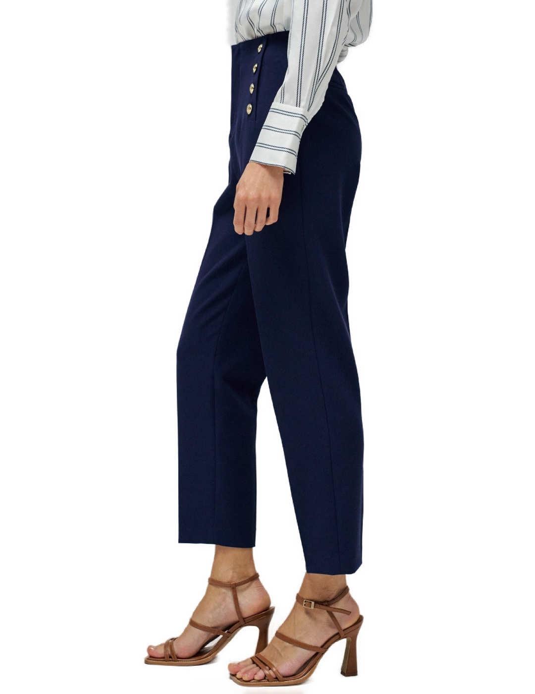 Pantalón Salsa chino azul marino cropped tiro alto de mujer