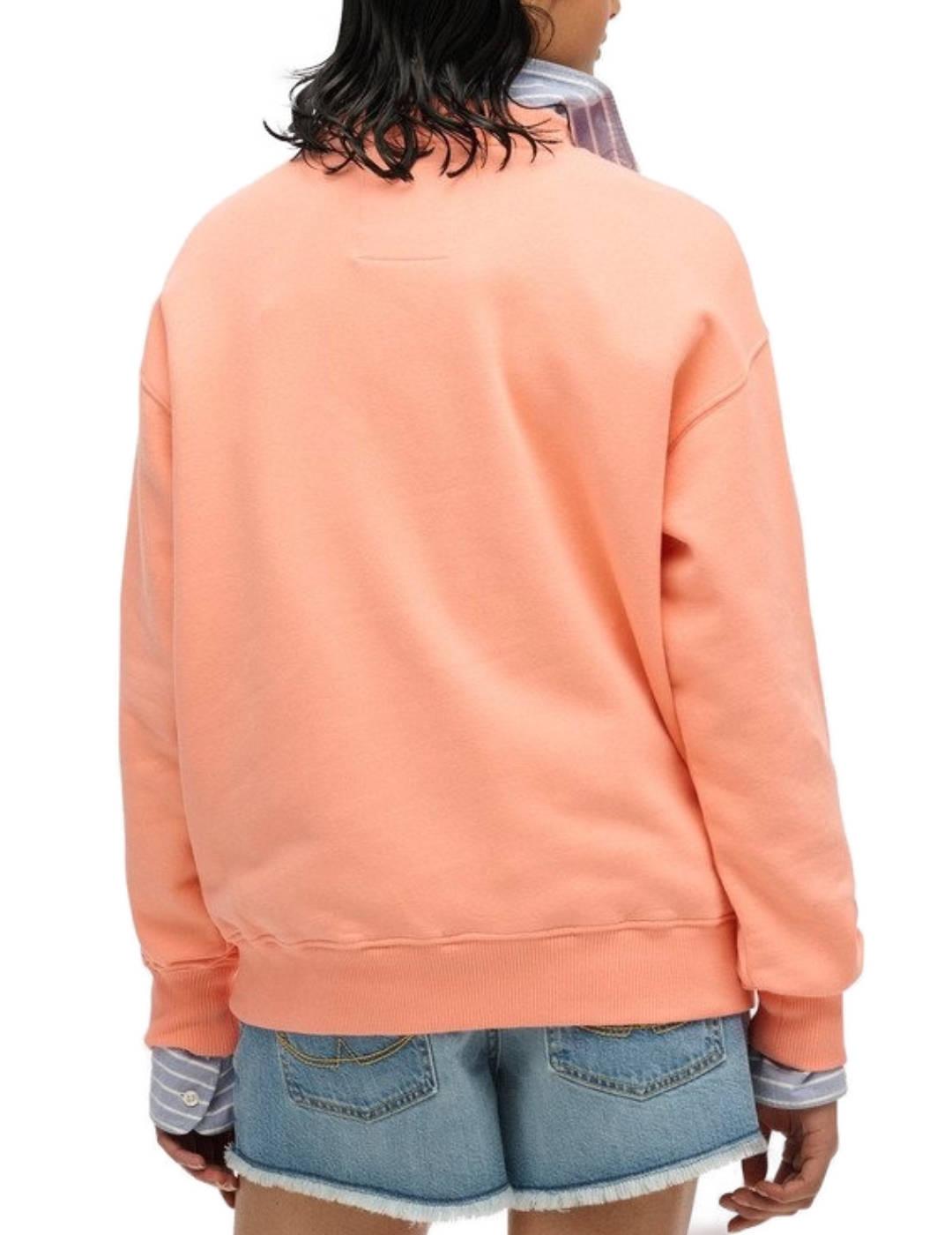 Sudadera Superdry Sport Luxe coral sin capucha para mujer