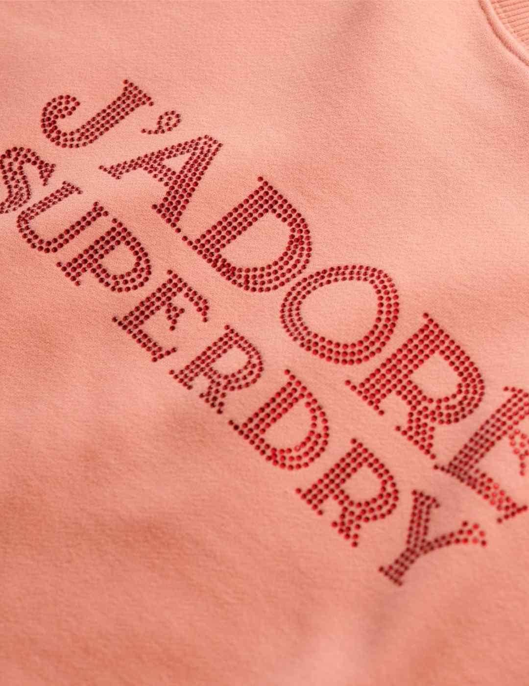 Sudadera Superdry Sport Luxe coral sin capucha para mujer