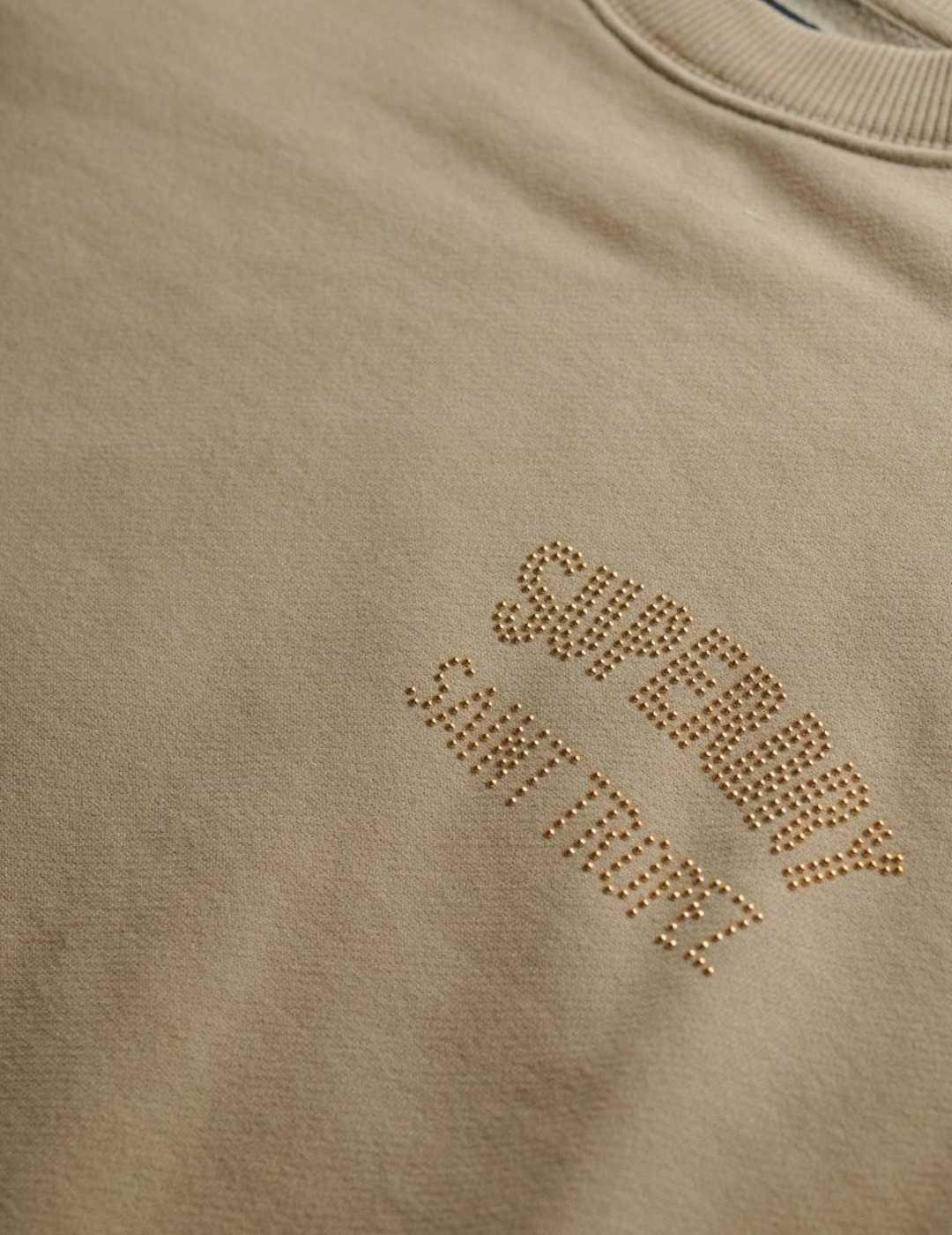 Sudadera Superdry Sport Luxe beige sin capucha para mujer