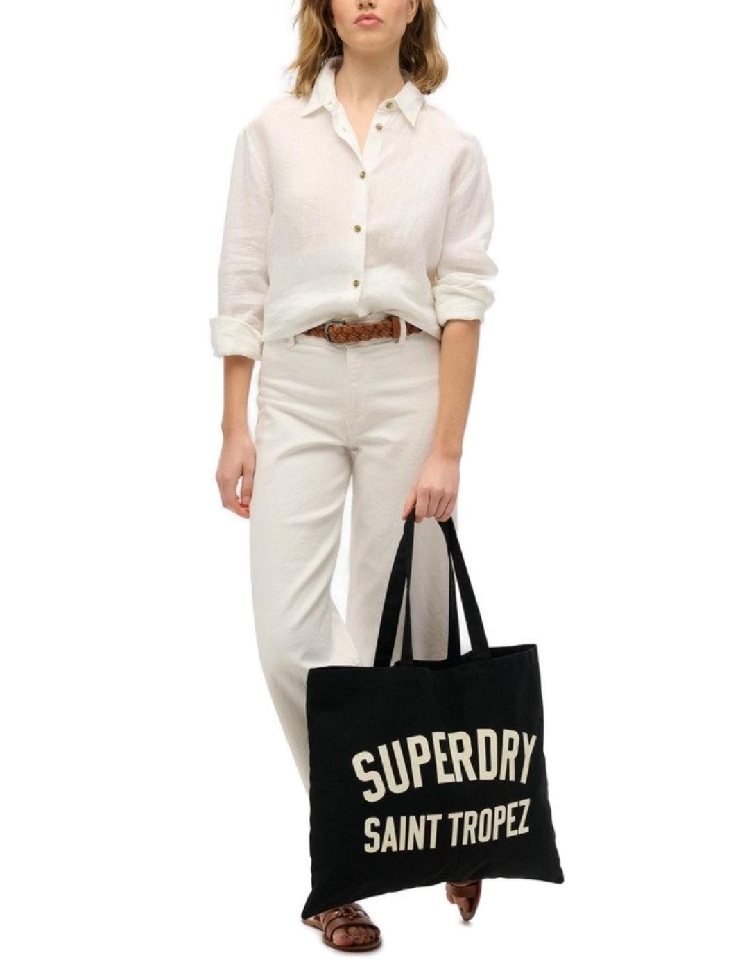 Bolso Supedry tote negro letras blancas para mujer