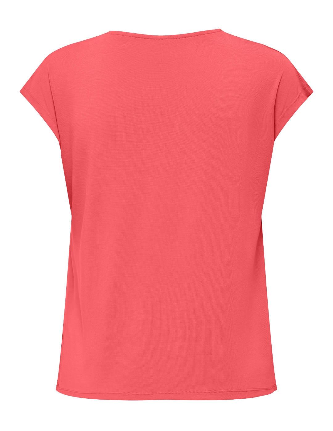 Camiseta Only Free coral cuello pico manga corta para mujer