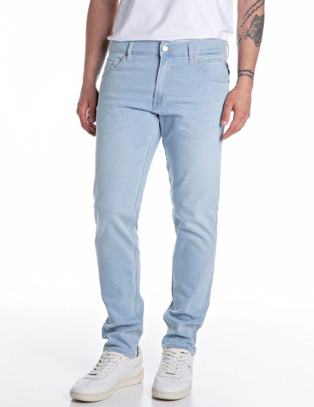 Pantalón vaquero Replay azul claro slim para hombre