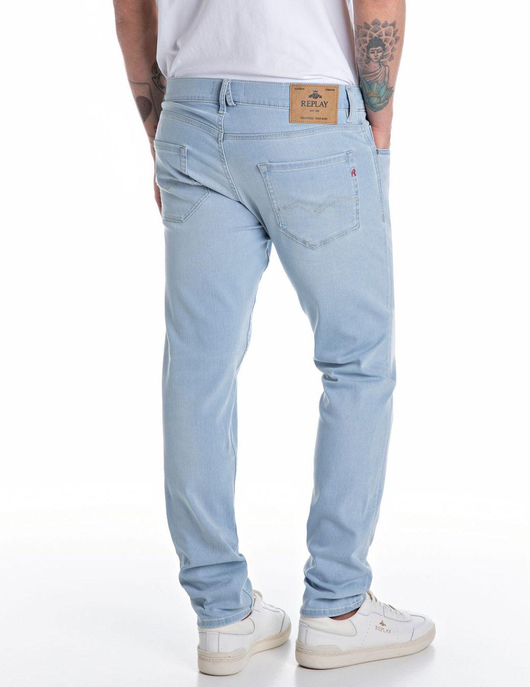 Pantalón vaquero Replay azul claro slim para hombre