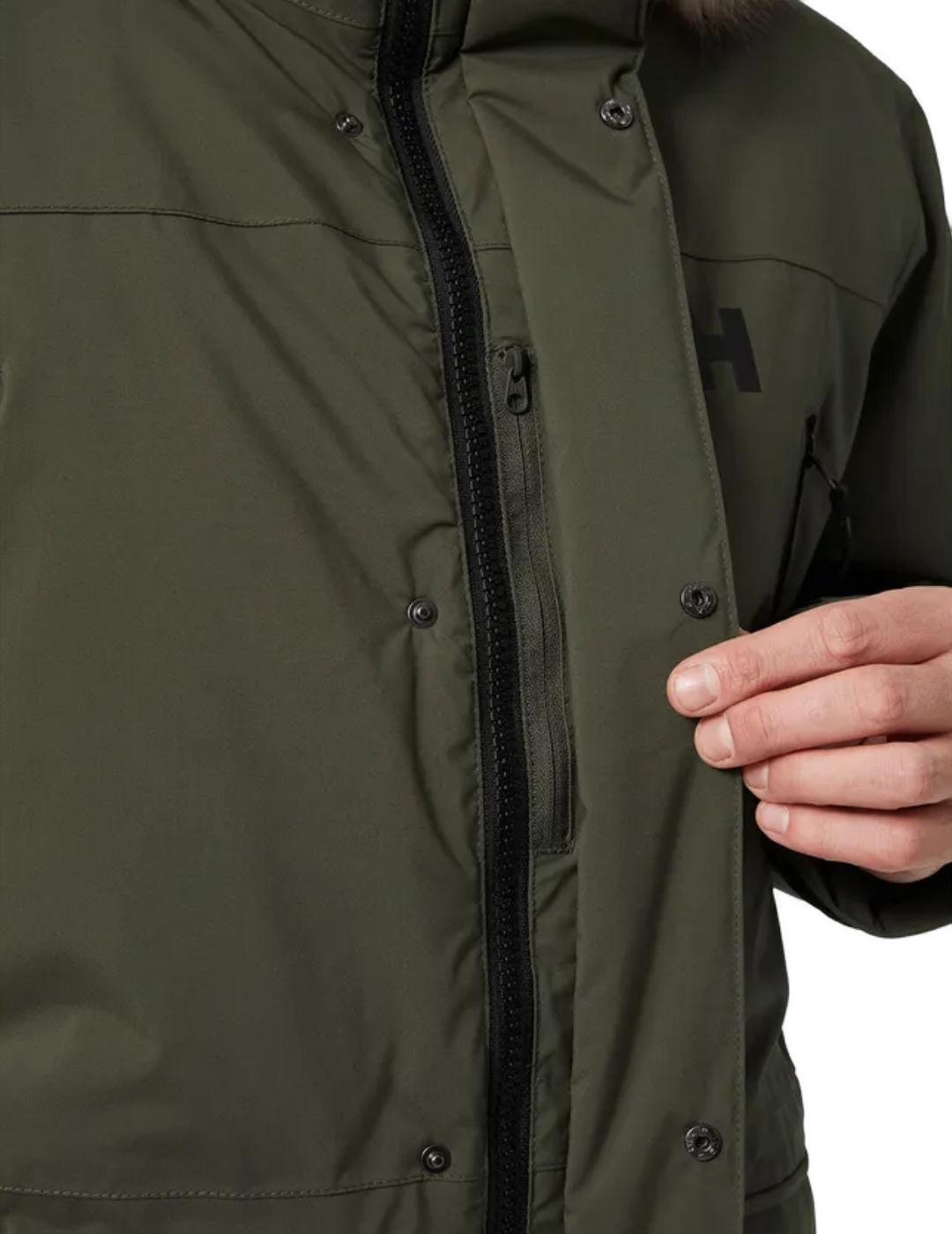 Parka Helly Hansen Reine verde militar capucha para hombre