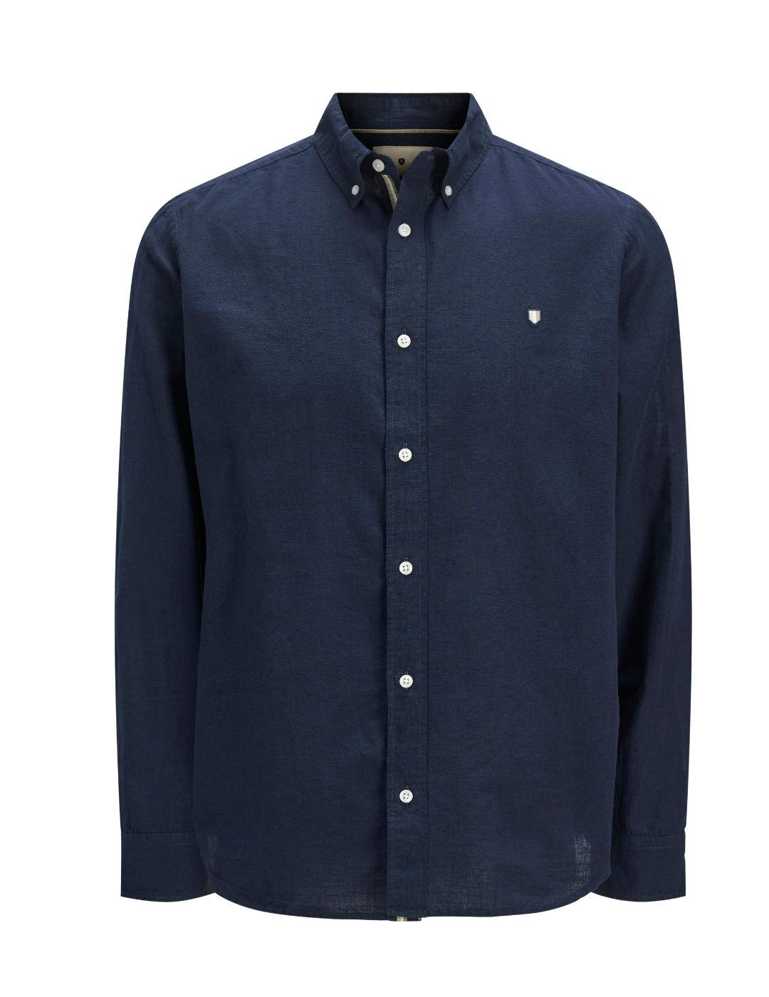 Camisa Jack&Jones Summer azul marino de lino para hombre