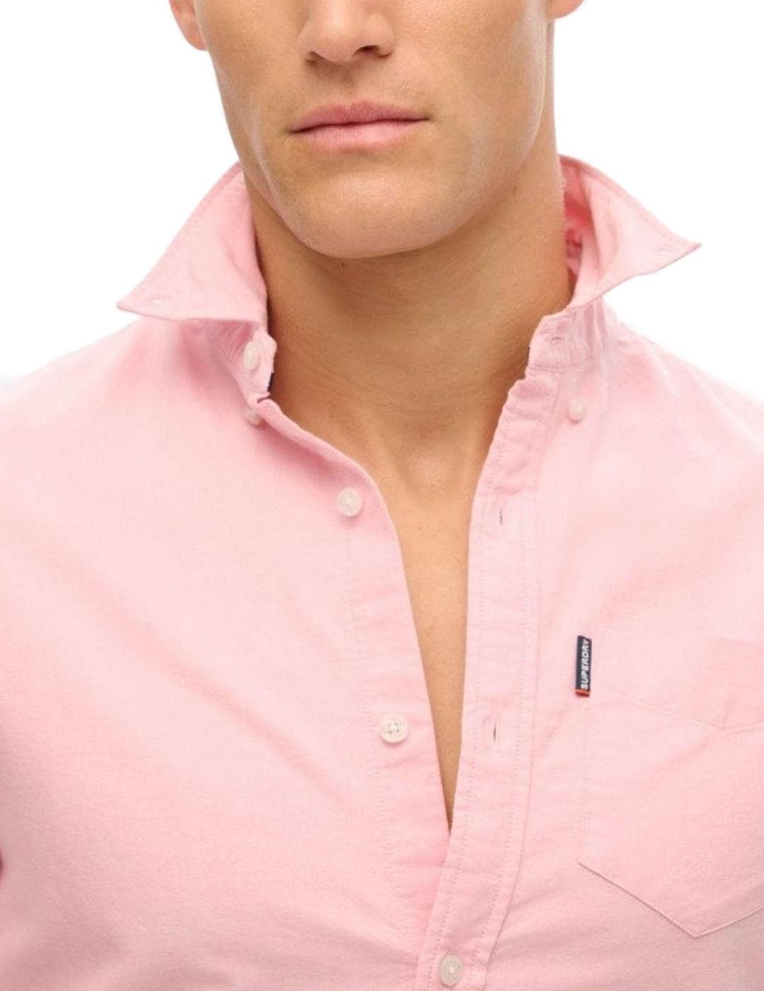 Camisa Superdry Essentials oxford rosa palo para hombre