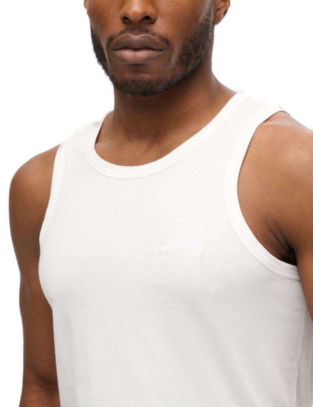 Camiseta básica Superdry sin mangas blanca para hombre