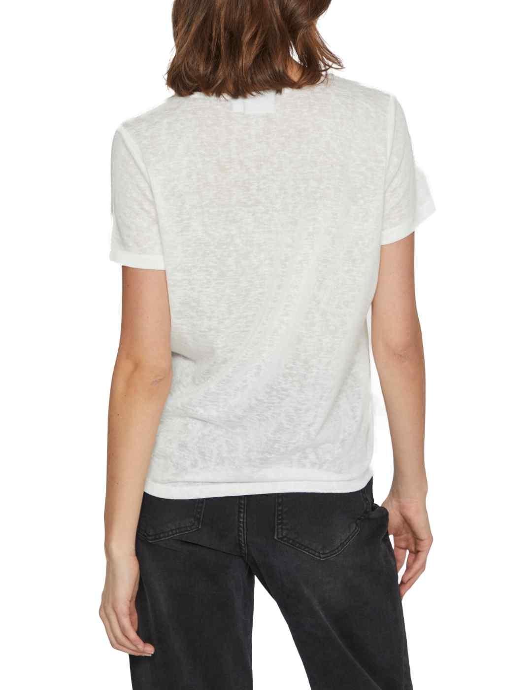 Camiseta básica Vila Amer cuello pico blanca de mujer