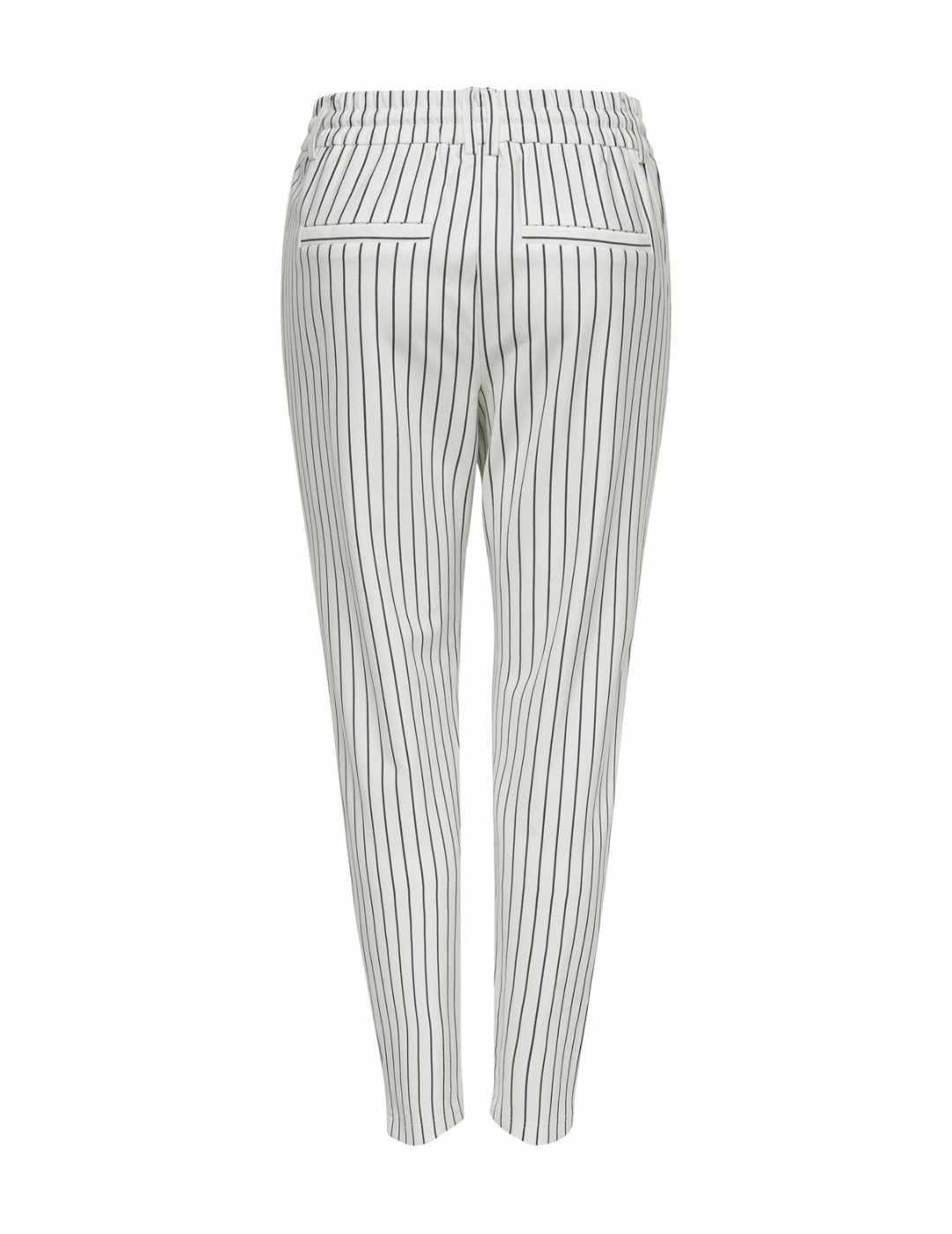 Pantalón Only Poptrash blanco rayas de tela slim para mujer