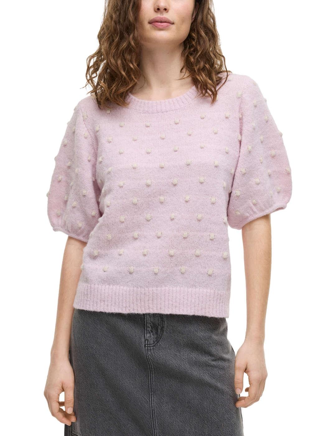 Camiseta Vila Dottie punto rosa palo con topos para mujer