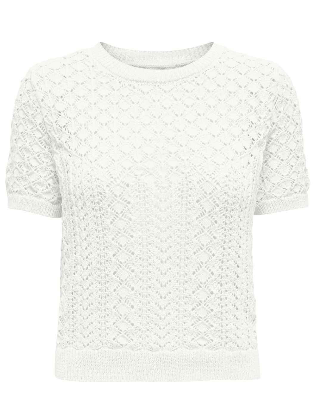 Camiseta Only Saga blanco manga corta de punto para mujer