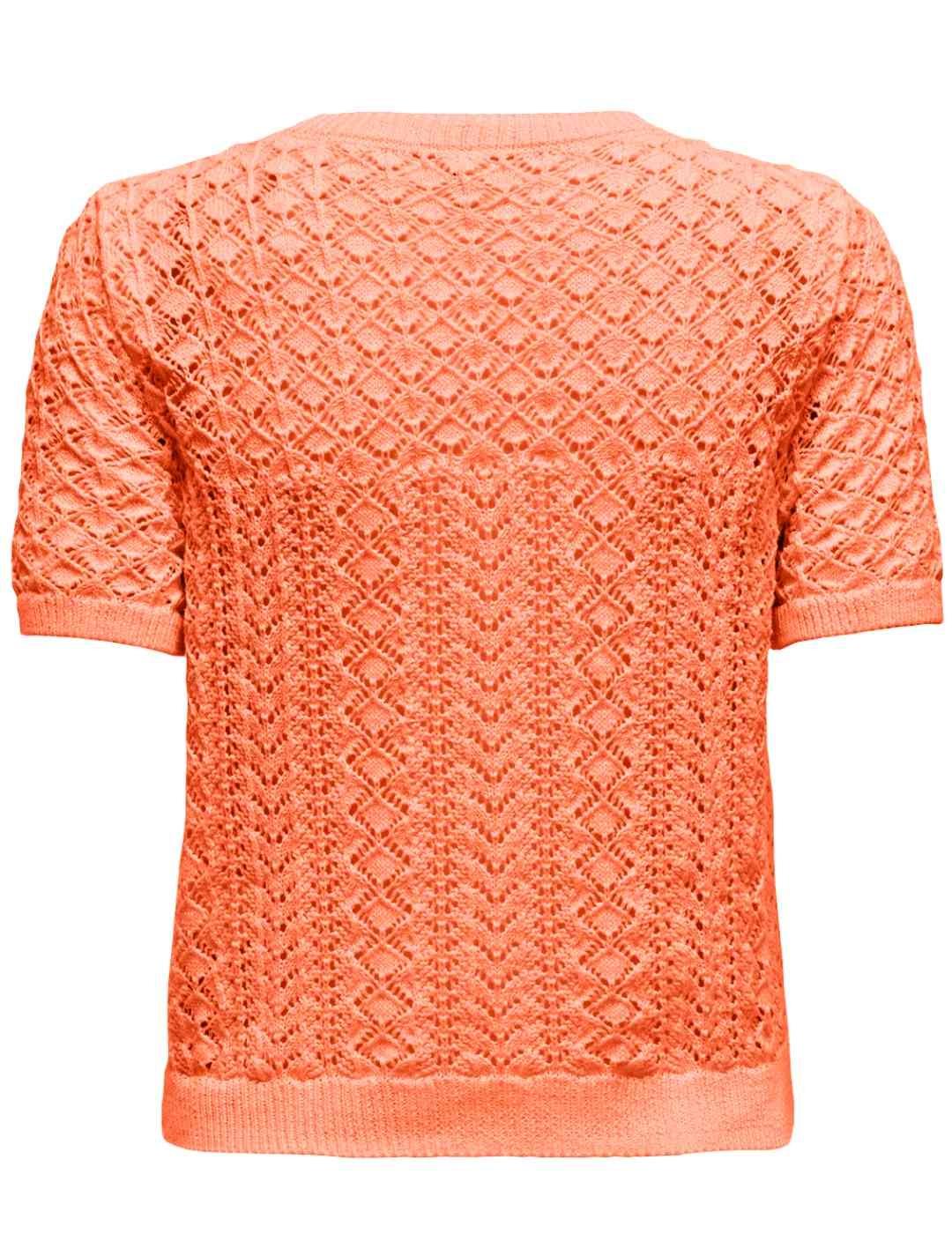 Camiseta Only Saga naranja manga corta de punto para mujer