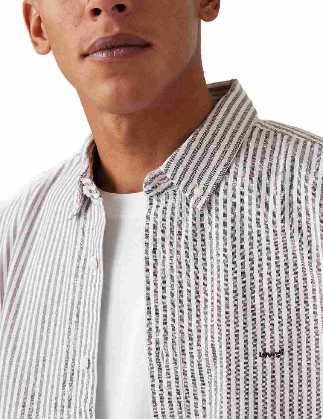 Camisa Levi´s Authentic blanca de rayas beige para hombre