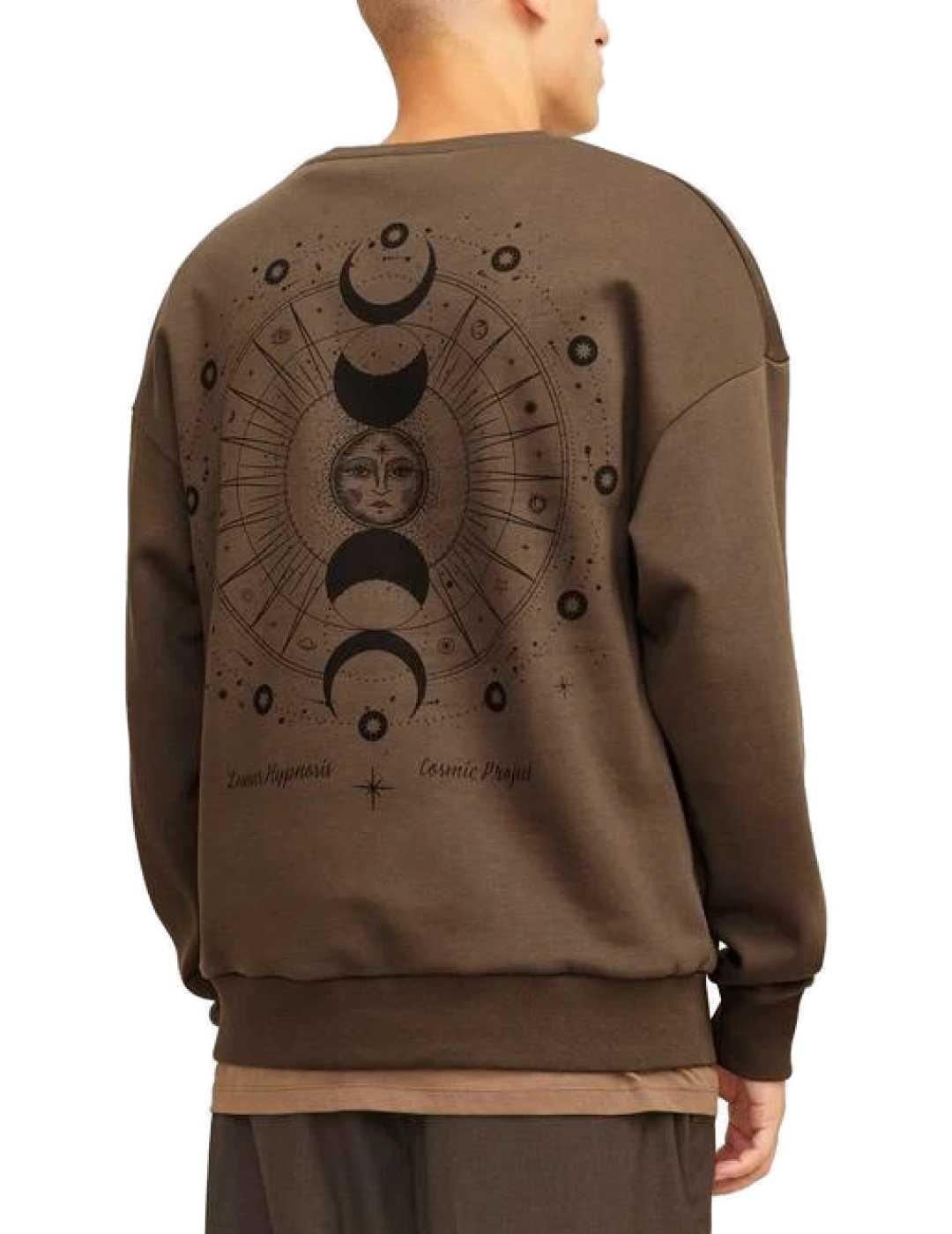 Sudadera Jack&Jones Mystic marrón sin capucha para hombre