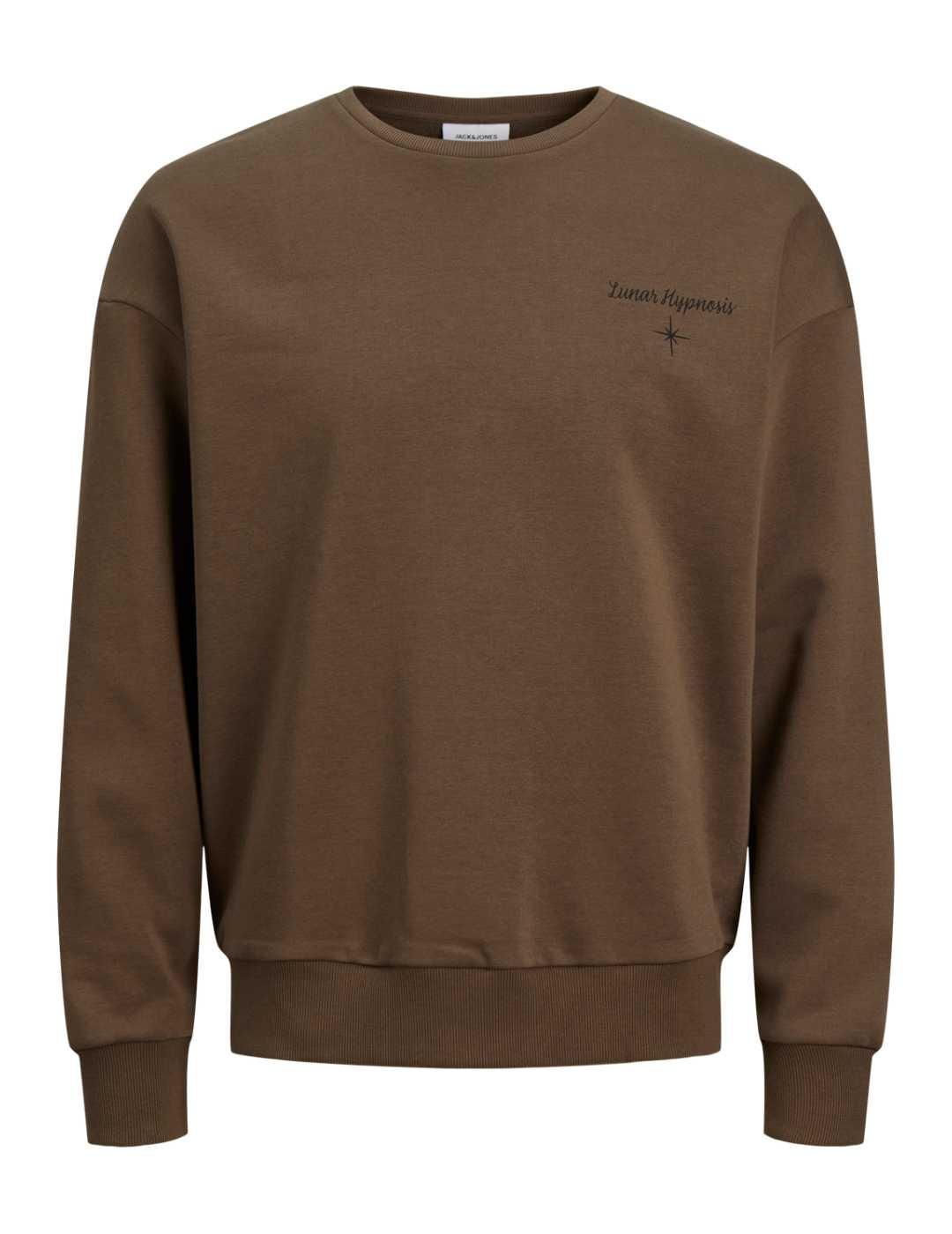 Sudadera Jack&Jones Mystic marrón sin capucha para hombre