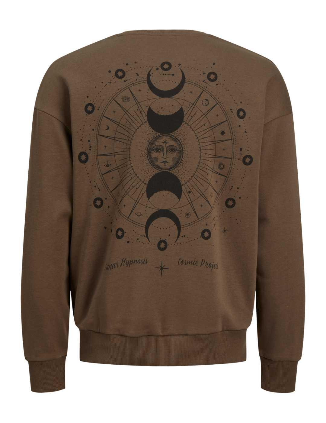 Sudadera Jack&Jones Mystic marrón sin capucha para hombre