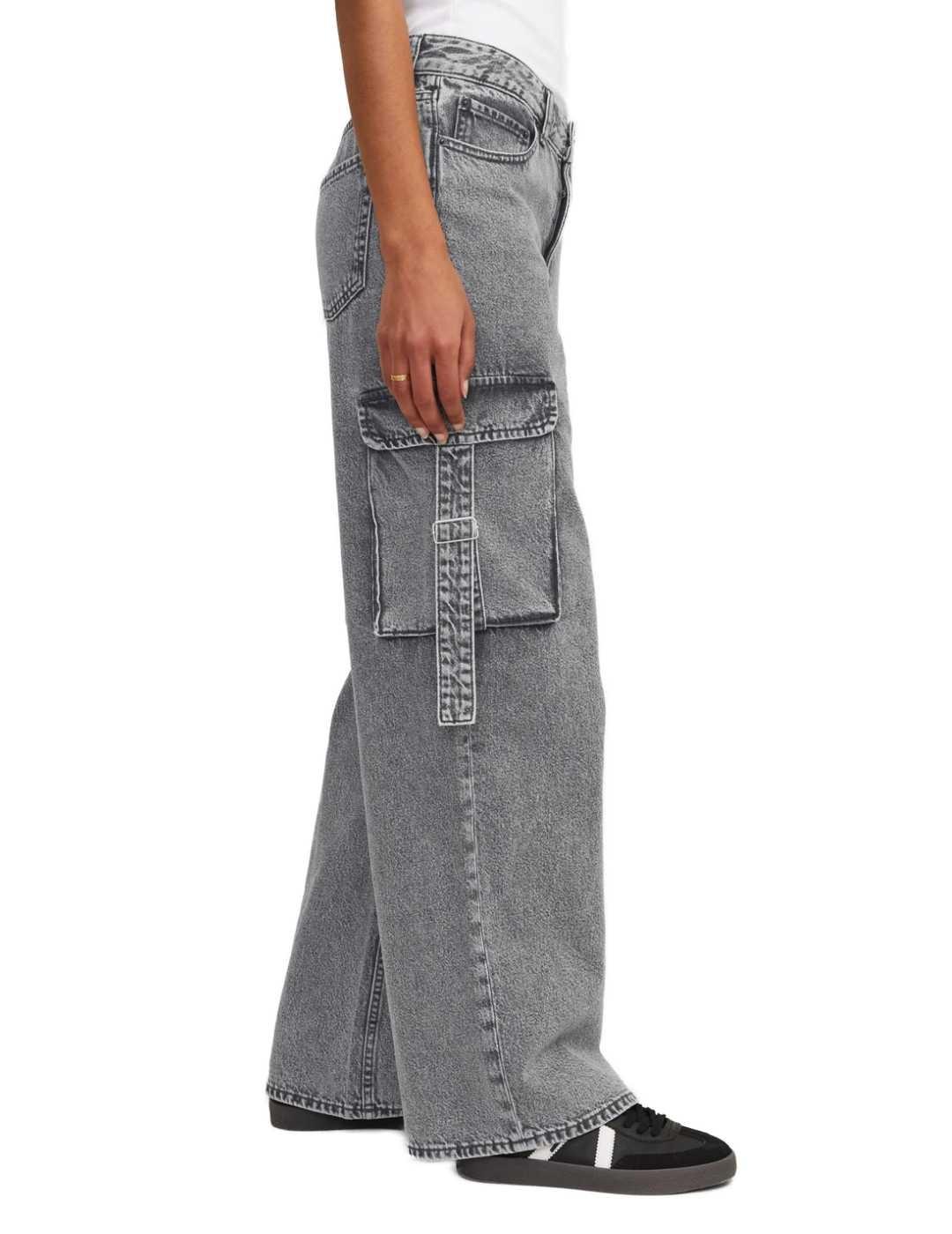 Pantalón vaquero JJXX Tokyo gris cargo para mujer