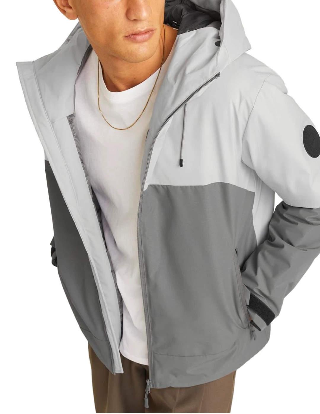 Chaqueta acolchada Jack&Jones Aiden gris capucha para hombre