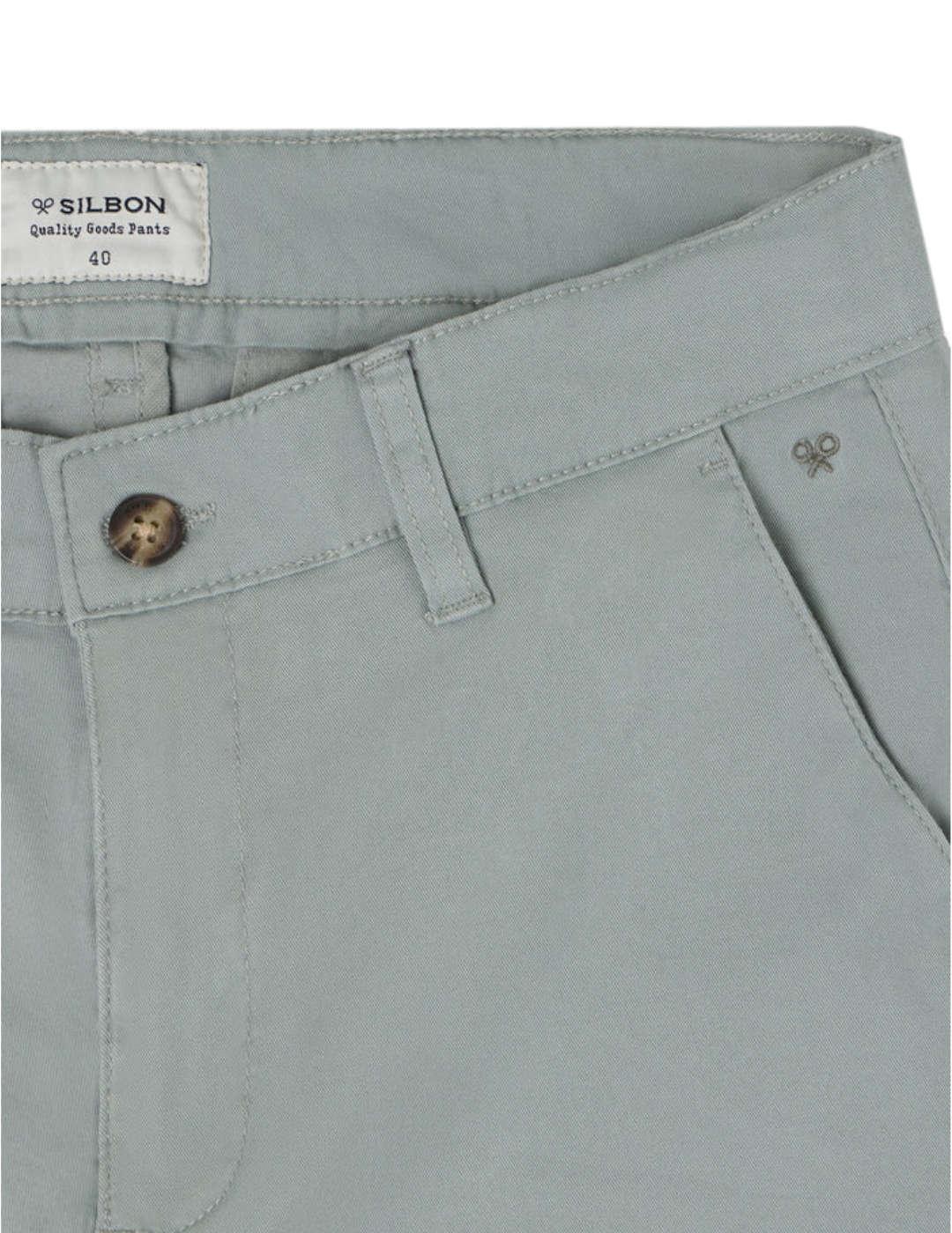 Pantalón Silbon sport chino verde agua slim para hombre