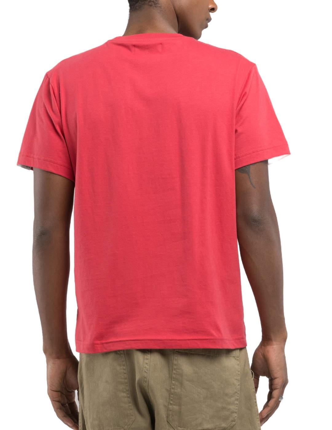 Camiseta Replay roja manga corta surf para hombre