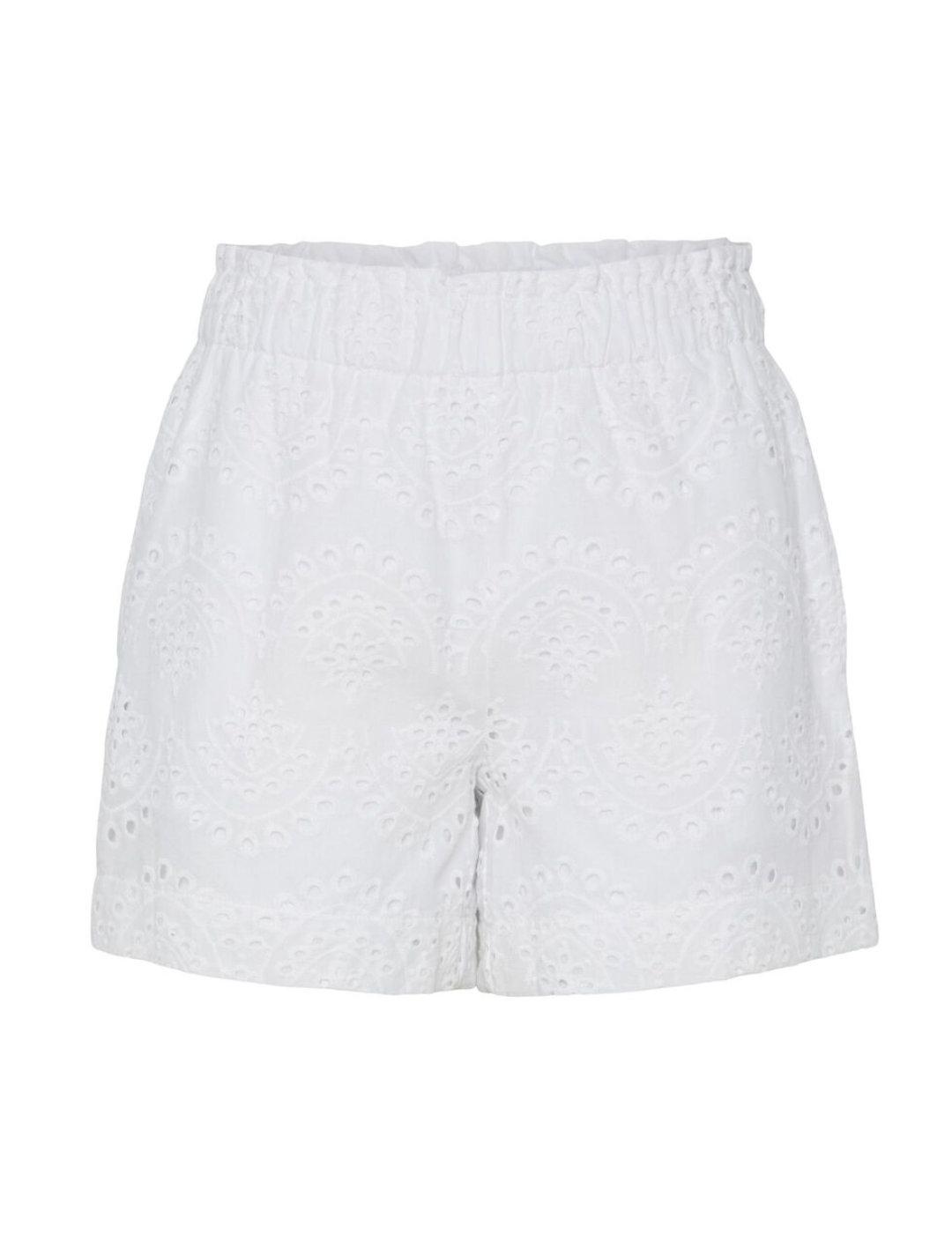 Shorts Pieces Vilde blanco troquelado regular para mujer