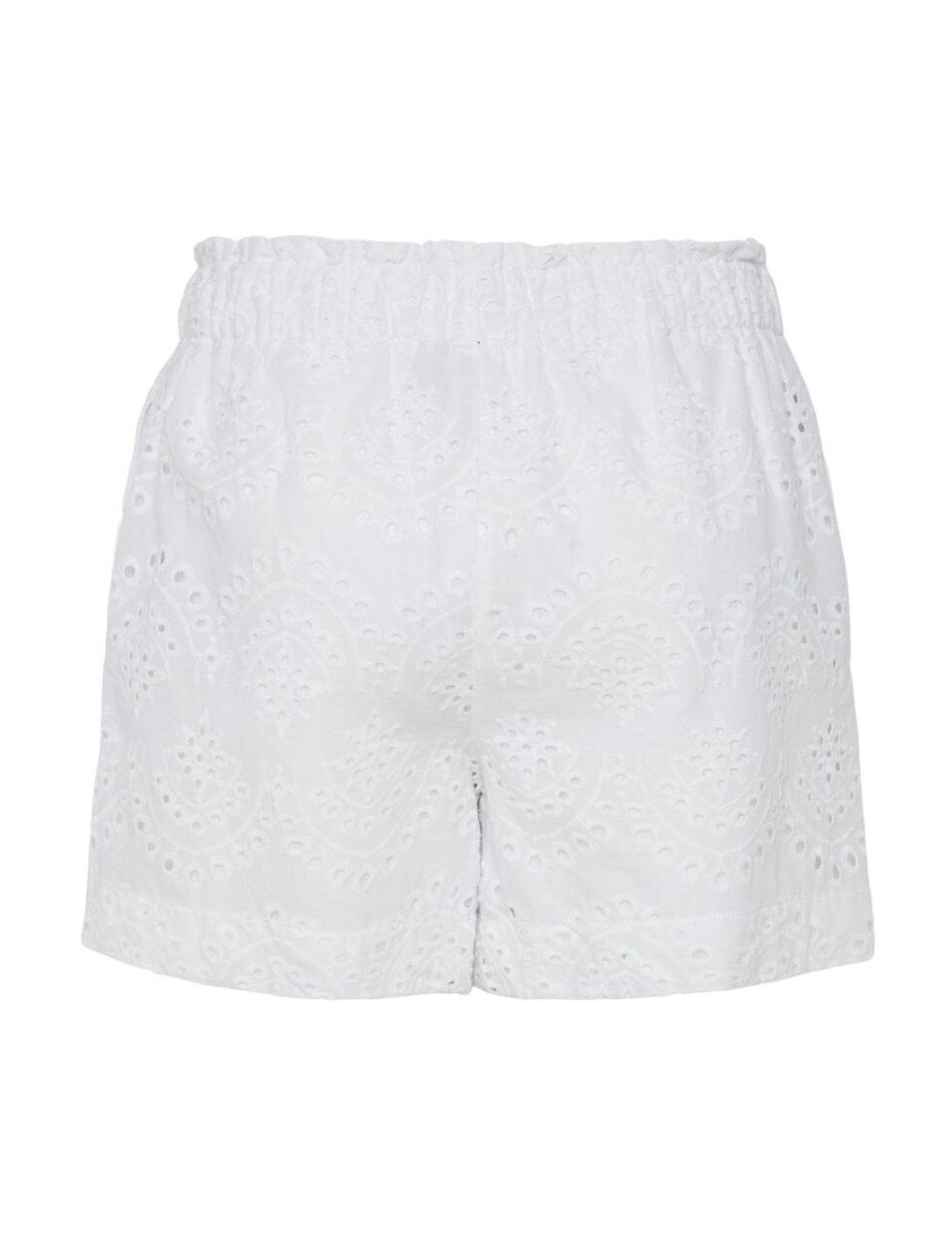 Shorts Pieces Vilde blanco troquelado regular para mujer