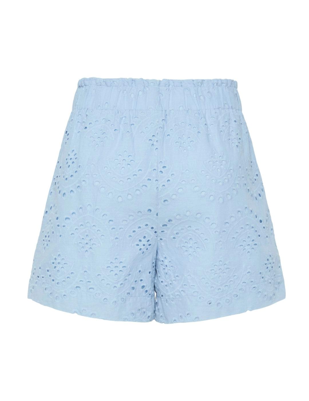 Shorts Pieces Vilde azul troquelado regular para mujer