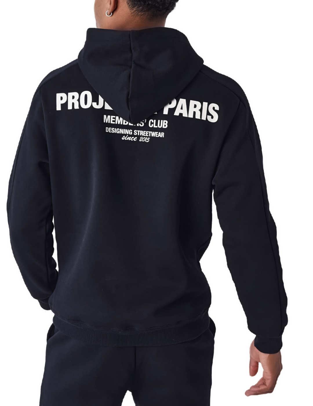 Sudadera Project x Paris negra letras con capucha de hombre