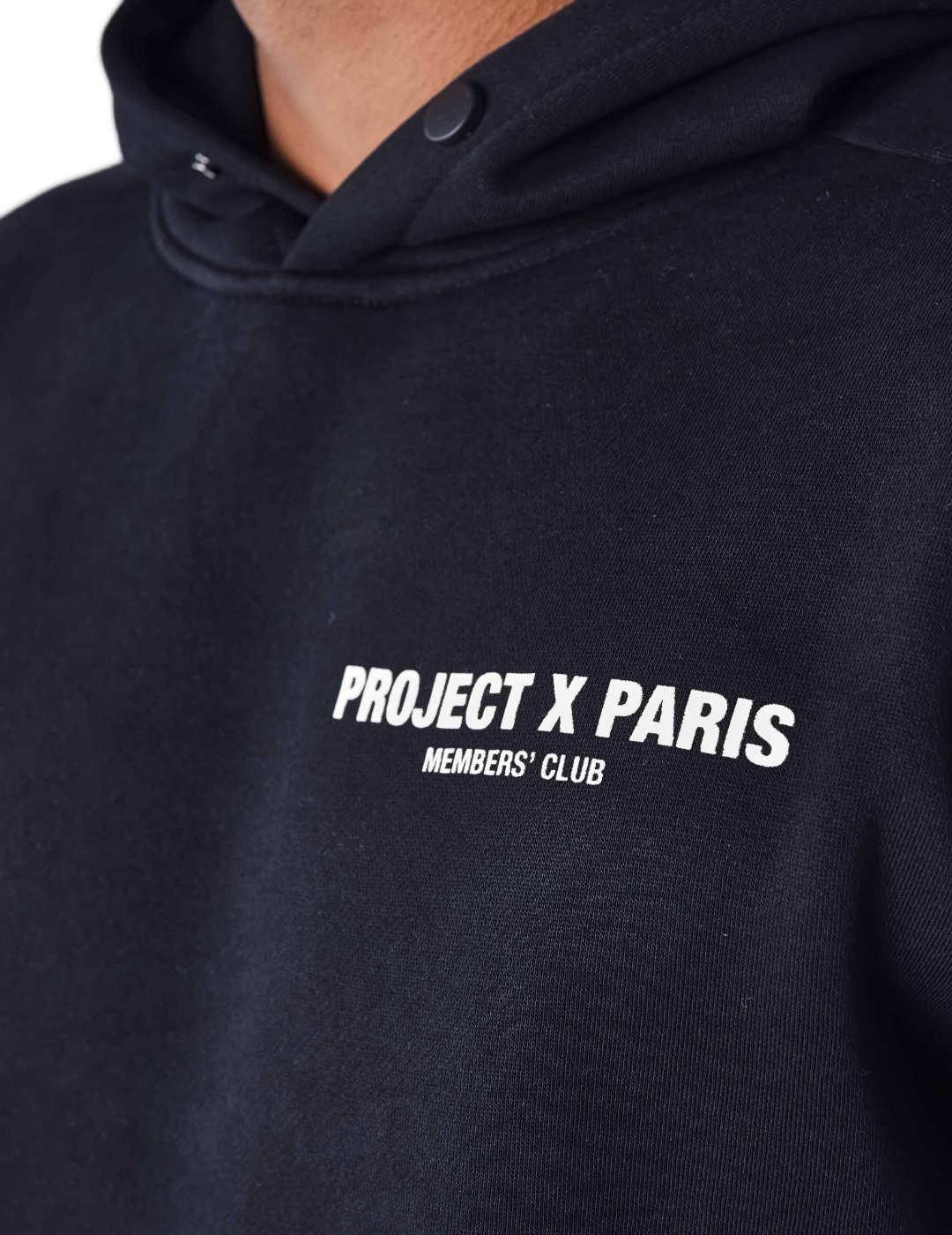 Sudadera Project x Paris negra letras con capucha de hombre